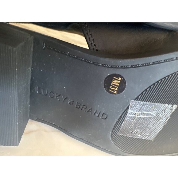 Lucky Brand Black Leather Ankle Boots Stud Detailing Size 7.5 Western Biker - Picture 6 of 8